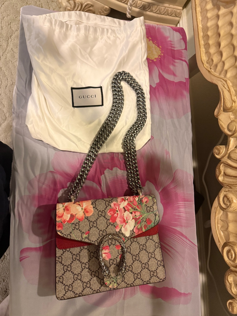 Supreme Floral Shoulder Bag with Pink Accents